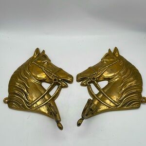 'Pair of vintage Horse Head' Coat Wall Hook Solid Brass made in Italy